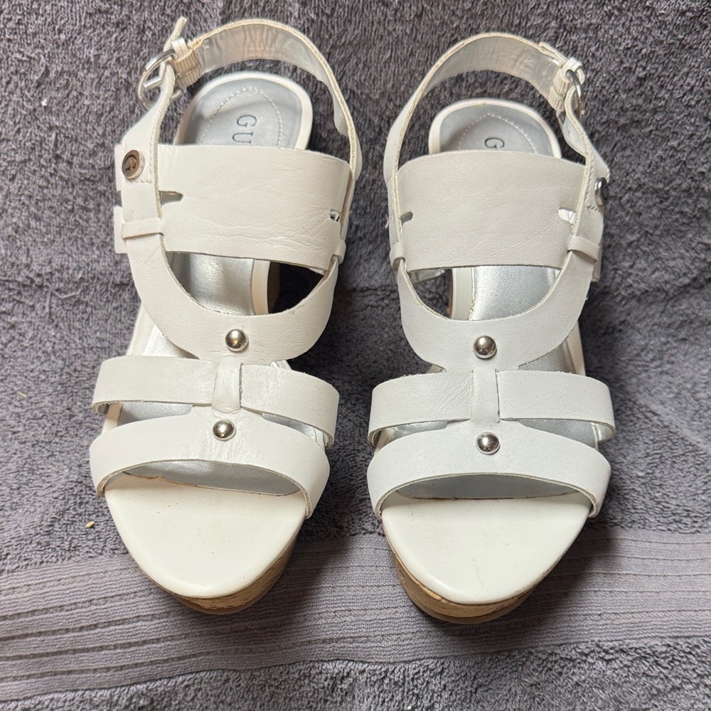 GUESS Strappy White Sandals